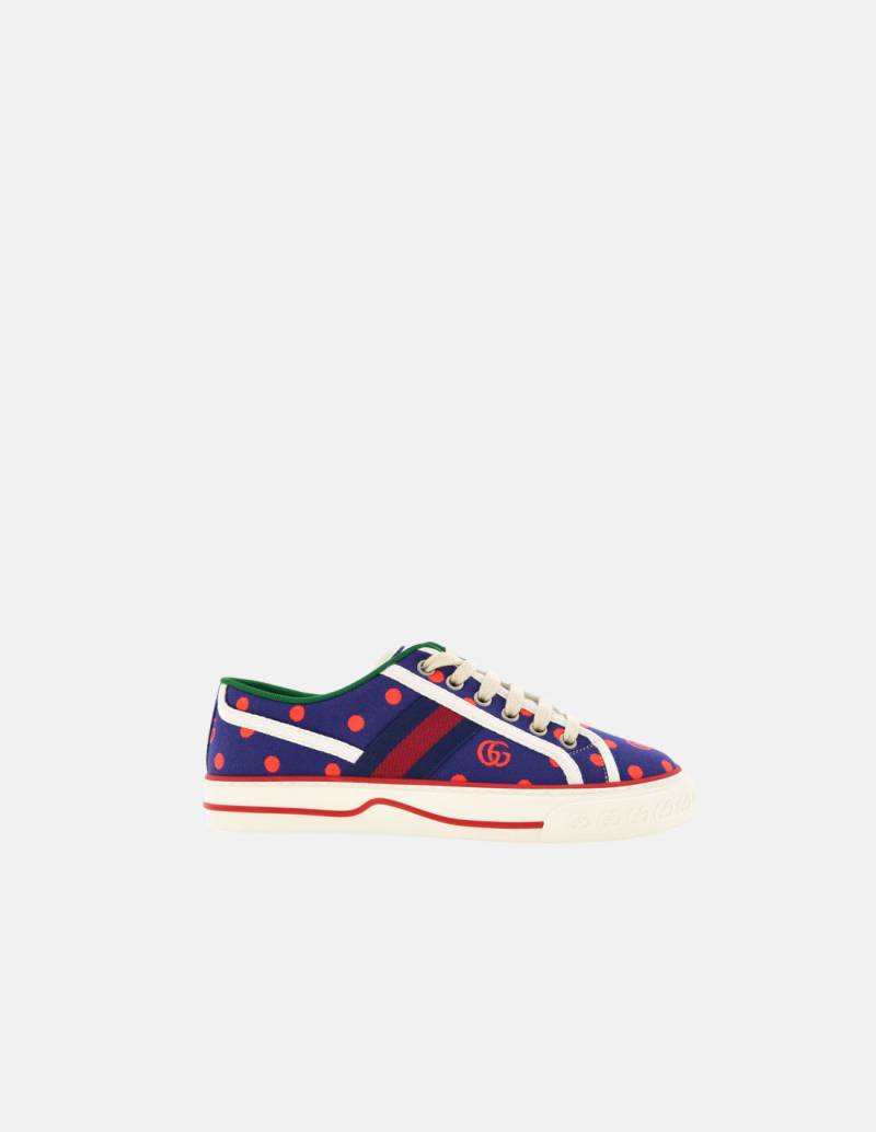 Gucci GG Polka Dot Blue and Red Sneakers | EB