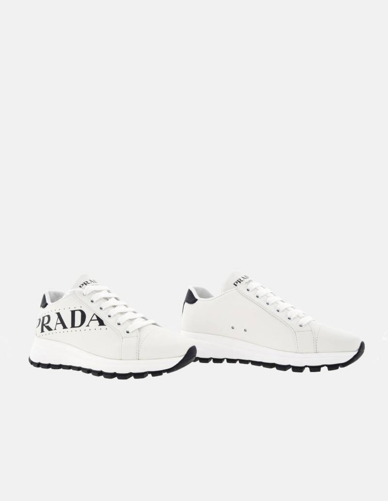 Prada Donna Vitello Soft White Leather Sneakers | EB