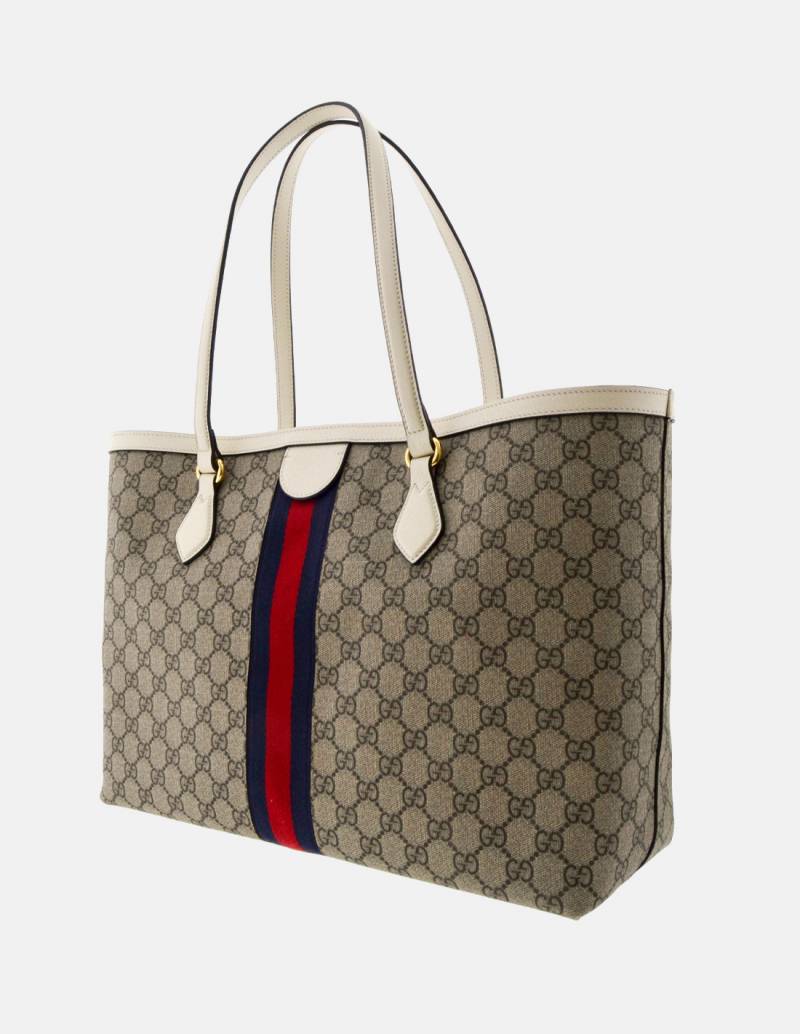 Ophidia GG large tote bag in beige and blue Supreme
